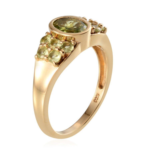 AA Hebei Peridot (Ovl 1.25 Ct) Ring in 14K Gold Overlay Sterling Silver 2.000 Ct.