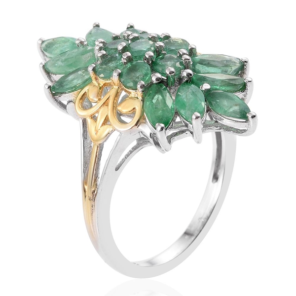 Kagem Zambian Emerald (Rnd) Ring in Platinum and Yellow Gold Overlay Sterling Silver 3.000 Ct.