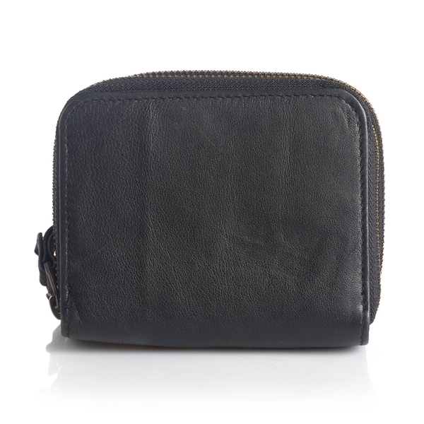 Genuine Leather RFID Blocker Black Colour Ladies Wallet (Size 12x11x2 Cm)