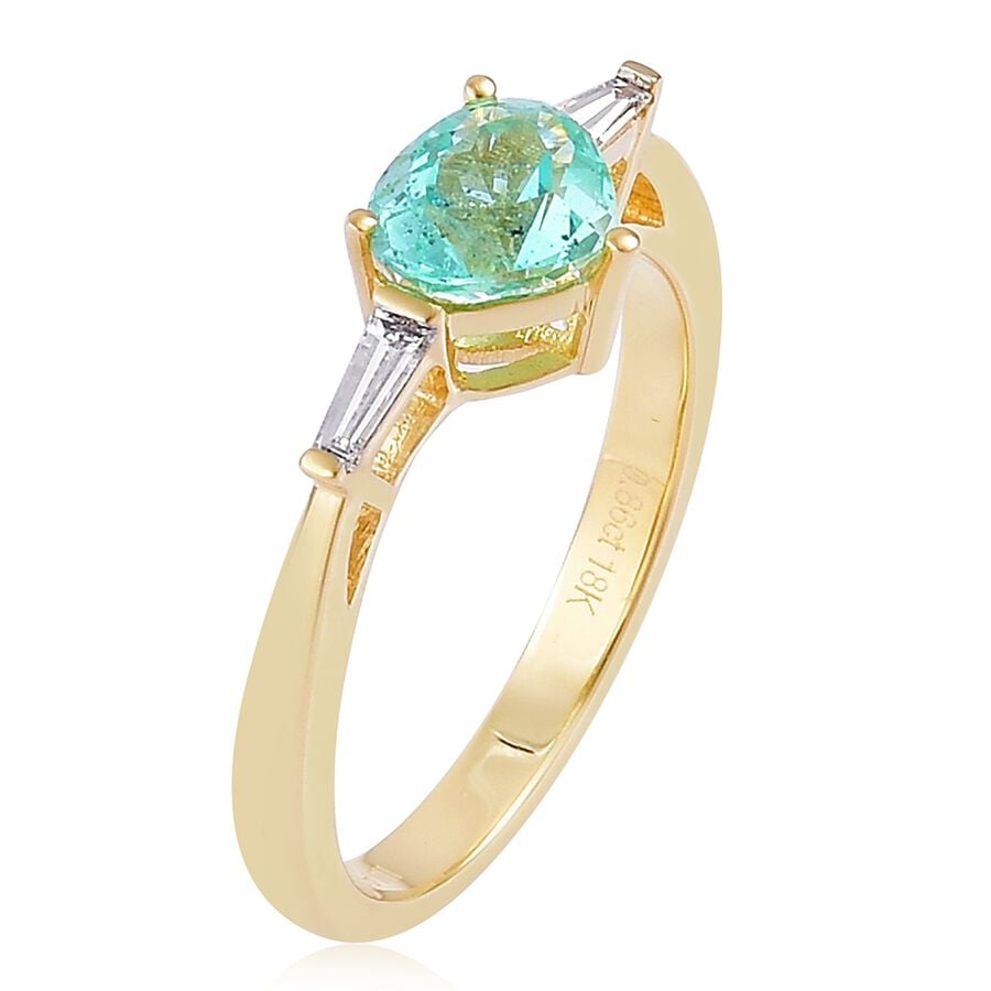 ILIANA 18K Yellow Gold 1 Carat AAA Boyaca Colombian Emerald Ring with ...