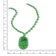 Carved Green Jade Necklace (Size 18) with Magnetic Lock in Rhodium Overlay Sterling Silver 455.00 Ct.