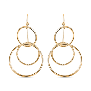 Yellow Gold Overlay Sterling Silver Dangling Earrings (With Hook)