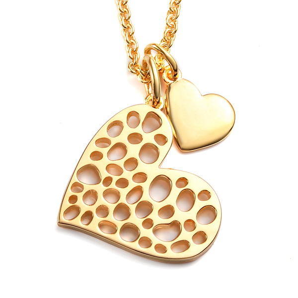 RACHEL GALLEY  Yellow Gold Overlay Sterling Silver Heart Pendant with Chain (Size 30), Silver Wt 11.