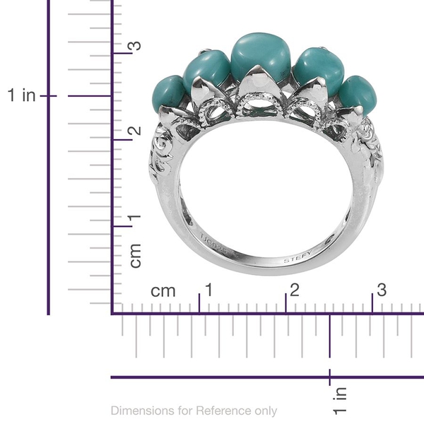 Stefy Sonoran Turquoise (Ovl 1.00 Ct), Pink Sapphire Ring in Platinum Overlay Sterling Silver 3.750 Ct.