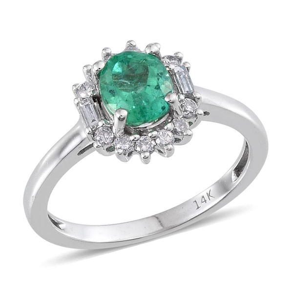 14K W Gold Boyaca Colombian Emerald (Ovl 1.25 Ct), Diamond Ring 1.650 Ct.