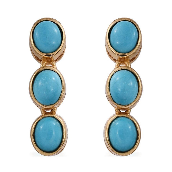 Arizona Sleeping Beauty Turquoise (Ovl) Earrings (with Push Back) in 14K Gold Overlay Sterling Silve