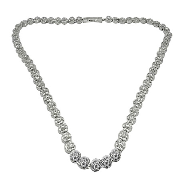 ELANZA Simulated Diamond (Rnd) Necklace (Size 18) in Rhodium Plated Sterling Silver, Silver wt 31.50