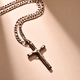 NY Close Out Deal- Crucifix Pendant With Figaro Necklace (Size - 24) in Rose Gold Tone