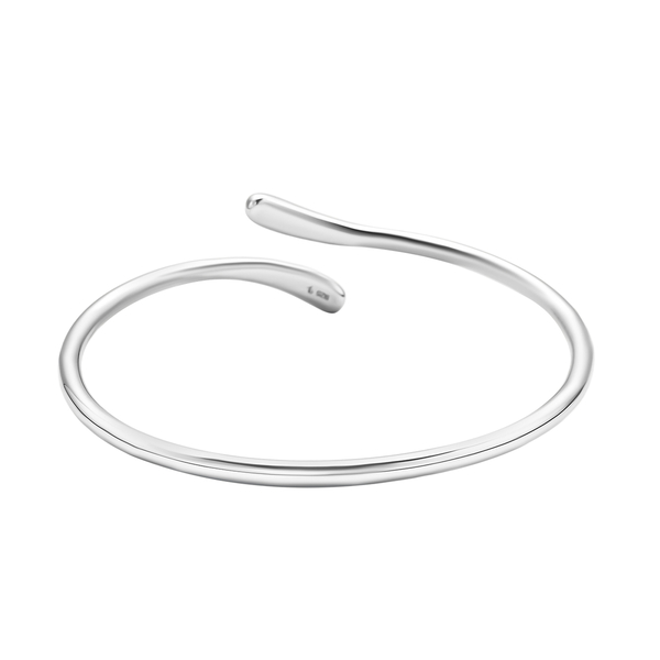 LUCYQ Drip Collection - Rhodium Overlay Sterling Silver Bangle (Size 8), Silver Wt. 9.41 Gms