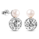 Rachel Galley Globe Pearl Collection - Freshwater Pearl Drop Earrings in Rhodium Overlay Sterling Silver