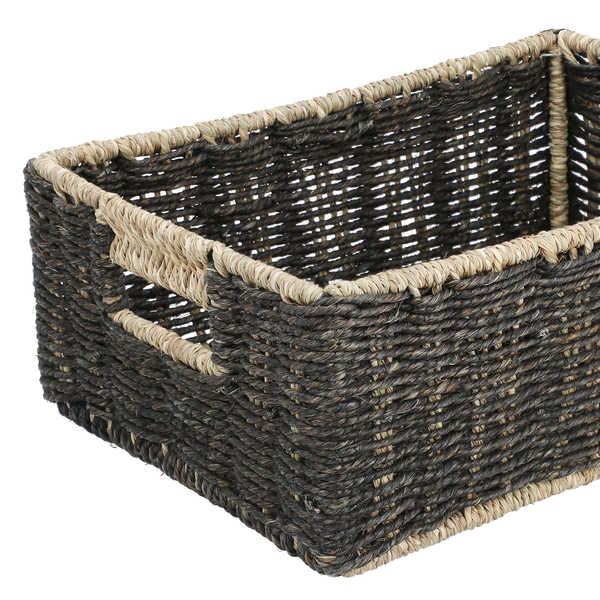 Handcrafted Sabai Grass Towel Basket (Size 30x24x11 Cm) - Black