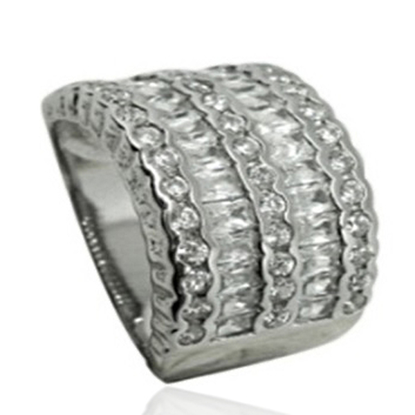 ELANZA AAA Simulated Diamond (Oct) Ring in Rhodium Plated Sterling Silver