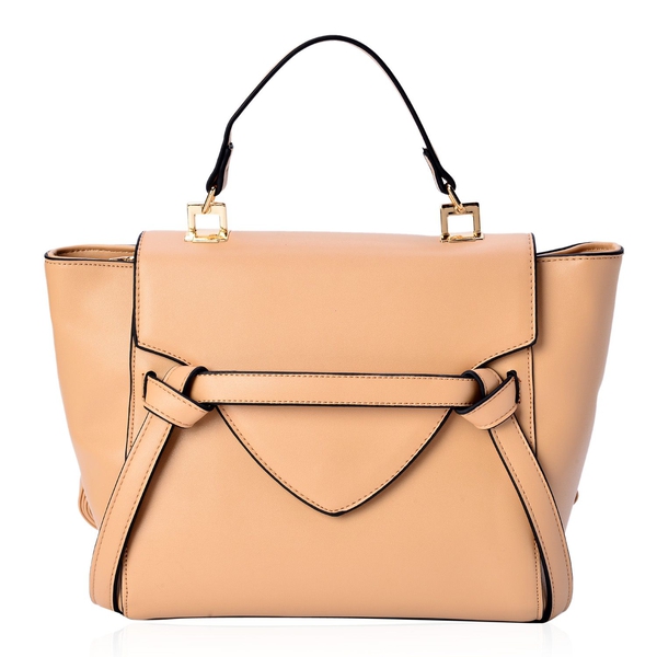 (Option 2) Beige Colour Top Handle Bag with Adjustable and Removable Shoulder Strap (Size 35x25x10 C