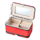 2 in 1 - Six Piece Manicure Set and Travel Jewellery Organiser with Inside Mirror (Size 12x6x6cm) - Red