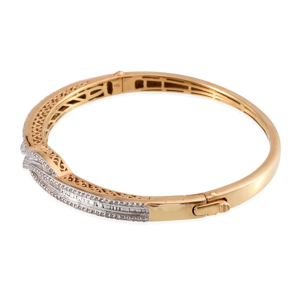 Diamond (Rnd) Bangle (Size 7.5) in 14K Gold Overlay Sterling Silver 1.000 Ct.