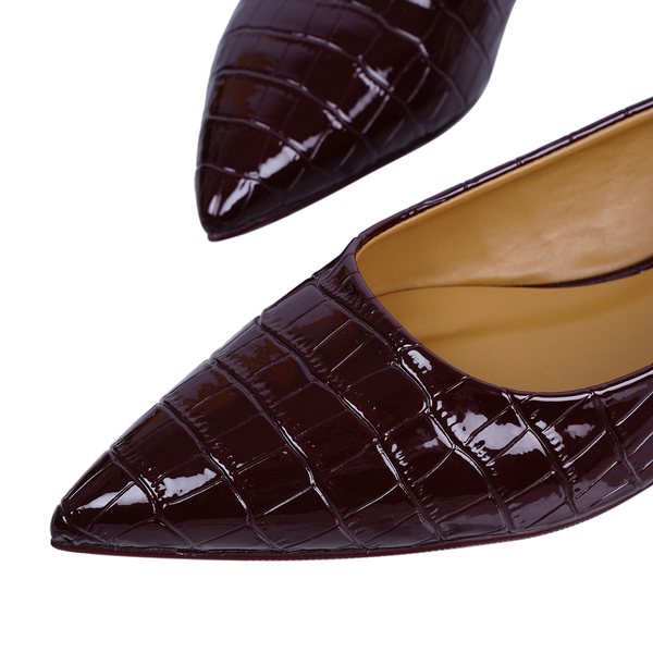 Inyati - VIOLET Croc Slip-On Flat Ballerinas (Size 4) - Chocolate Brown