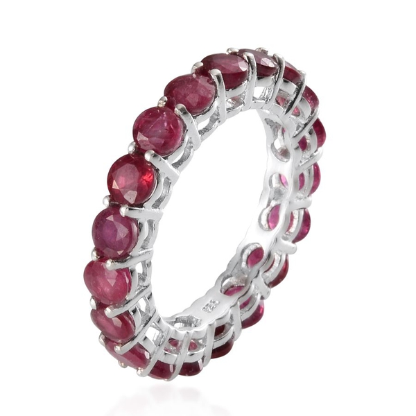 African Ruby (Rnd) Full Eternity Ring in Platinum Overlay Sterling Silver 7.000 Ct.