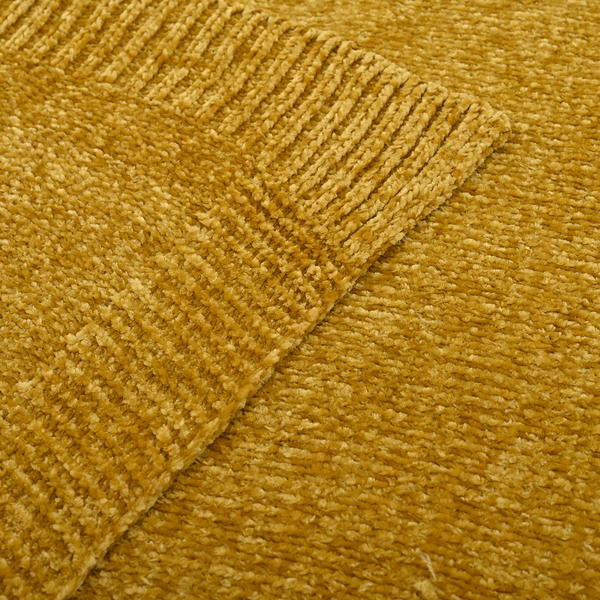 Close Out Deal- Chenille Wrinkle and Stain Resistance Throw with Border (Size 130x170cm) - Yellow