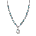 Ratanakiri Blue Zircon Necklace (Size 18) in Platinum Overlay Sterling Silver 9.59 Ct, Silver wt. 13