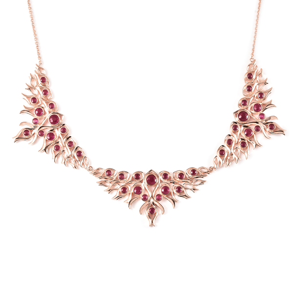 LucyQ Flame Collection - African Ruby (FF) Necklace (Size 20) in Rose Gold Overlay Sterling Silver 1