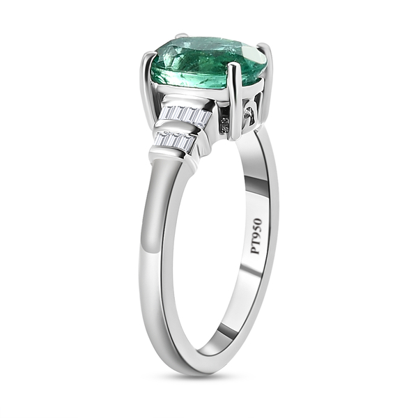 RHAPSODY 950 Platinum AAAA Kagem Zambian Emerald and Diamond (VS/E-F) Ring 2.01 Ct, Platinum Wt. 5.15 Gms