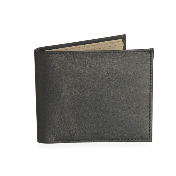Genuine Leather Black Colour Wallet with Beige Colour Inside
