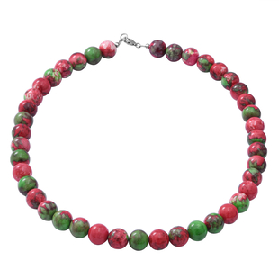 Multi Colour Agate Beads Necklace (Size - 20) with Lobster Clasp in Rhodium Overlay Sterling Silver 