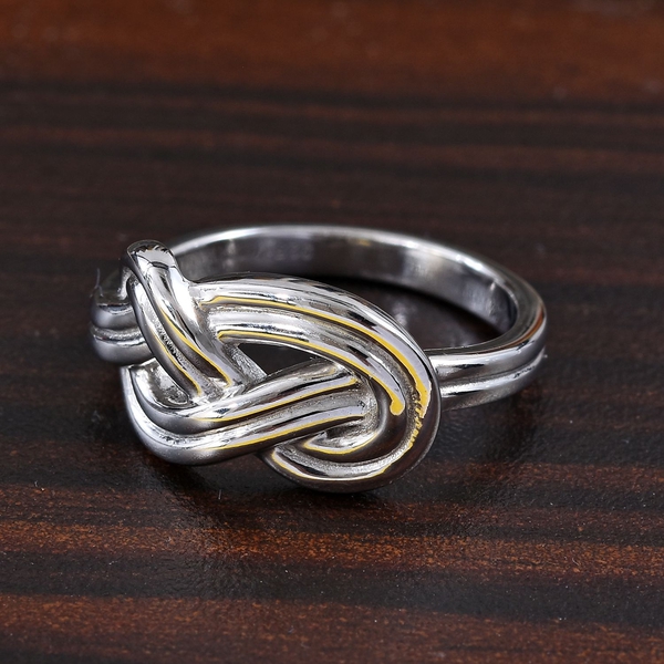 Platinum Overlay Sterling Silver Infinity Knot Ring