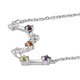 Diamond and Multi Gemstones Necklace (Size 18 With 2 Inch Extender) in Platinum Overlay Sterling Silver
