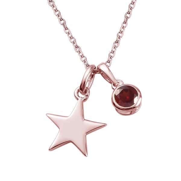 Mozambique Garnet 2 Piece Pendant With Chain (Size 20) with Lobster Clasp in Rose Gold Overlay Sterl