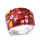 Red Colour Murano Glass Dome Ring in Stainless Steel