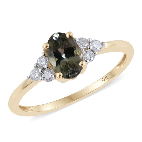 9K Y Gold AA Green Tanzanite (Ovl 2.05 Ct), Diamond Ring 2.250 Ct.