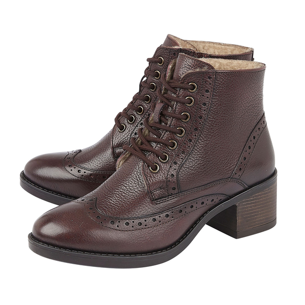 Lotus Amira Lace-Up Heeled Ladies Ankle Boots (Size 3) - Dark Maroon