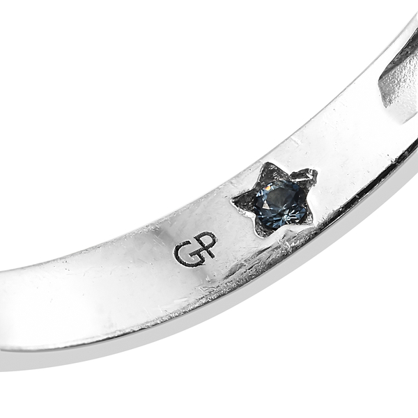 GP Zawadi Sheen Sapphire (Ovl 13.90 Ct), Boi Ploi Black Spinel and Kanchanaburi Blue Sapphire Ring in Platinum Overlay Sterling Silver 14.250 Ct. Silver wt. 5.70 Gms.