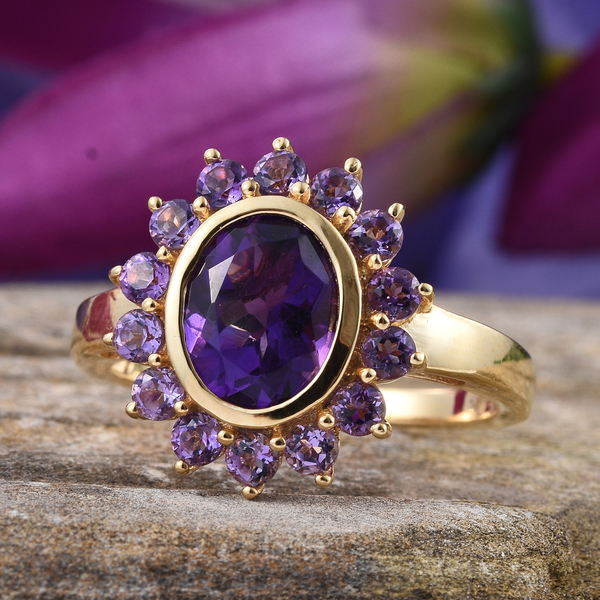 AA Lusaka Amethyst (Ovl 2.40 Ct) Ring in 14K Gold Overlay Sterling Silver 3.500 Ct.