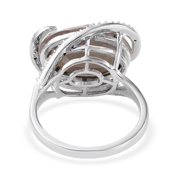 - White Crystal (Ovl), Diamond Ring  in ION Plated Platinum Bond
