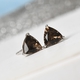 Smoky Quartz Solitaire Stud Earrings (with Push Back) in Platinum Overlay Sterling Silver 1.25  Ct.