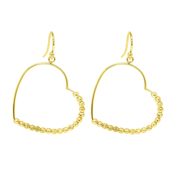 NY Close Out Deal - Yellow Gold Overlay Sterling Silver Heart Hook Earrings
