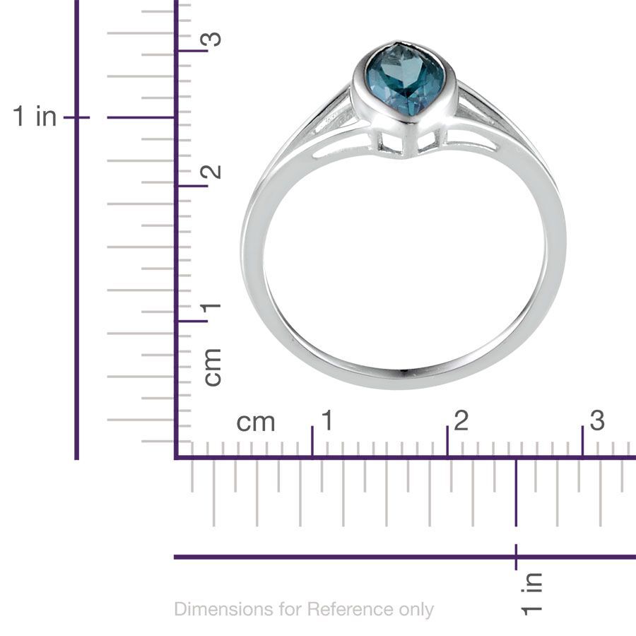 Signity Teal Topaz (Mrq) Solitaire Ring in Platinum Overlay Sterling Silver 1.750 Ct.