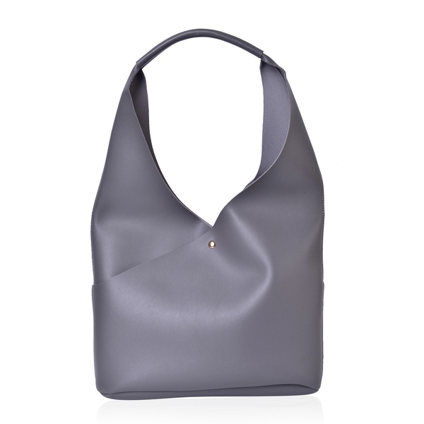 Set of 2 - Grey Colour Handbag (Size 34X25.5X10.5 Cm) and Pouch (Size 23X20X6 Cm)