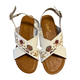White Flower Sandal with Buckle Strap