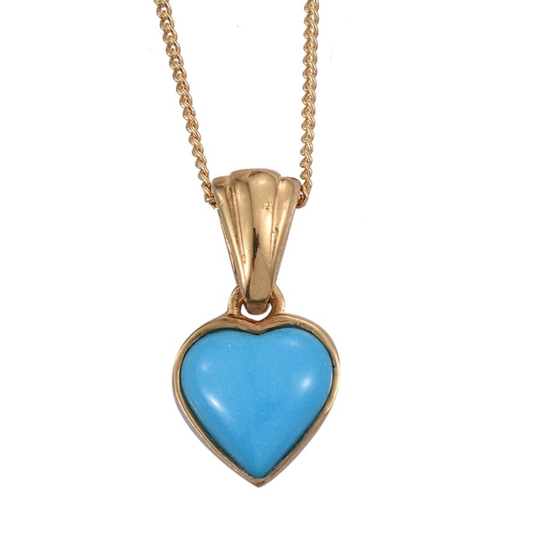 Arizona Sleeping Beauty Turquoise (Hrt) Pendant With Chain in 14K Gold Overlay Sterling Silver 1.000