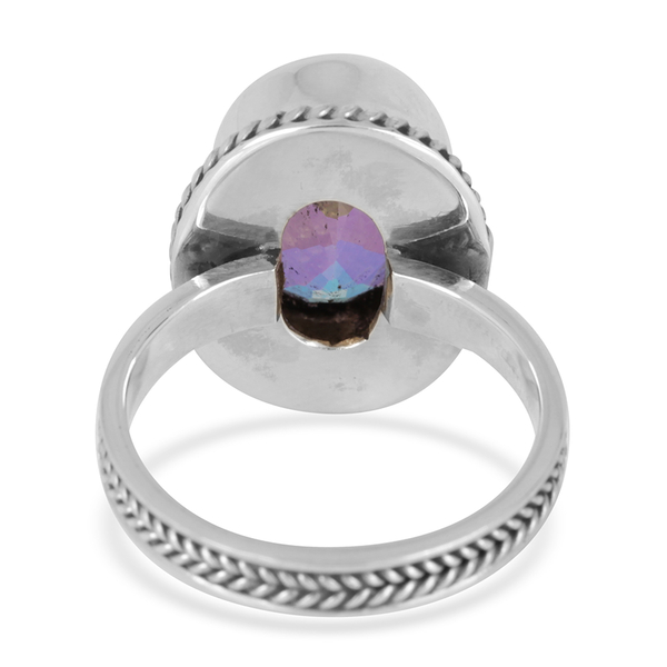 Royal Bali Collection Mercury Mystic Topaz (Ovl) Solitaire Ring in Platinum Overlay Sterling Silver 7.000 Ct.