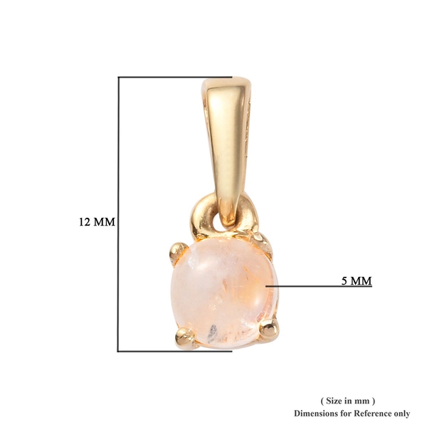 Rainbow Moonstone (Rnd) Solitaire Pendant in 14K Gold Overlay Sterling Silver 0.750 Ct.