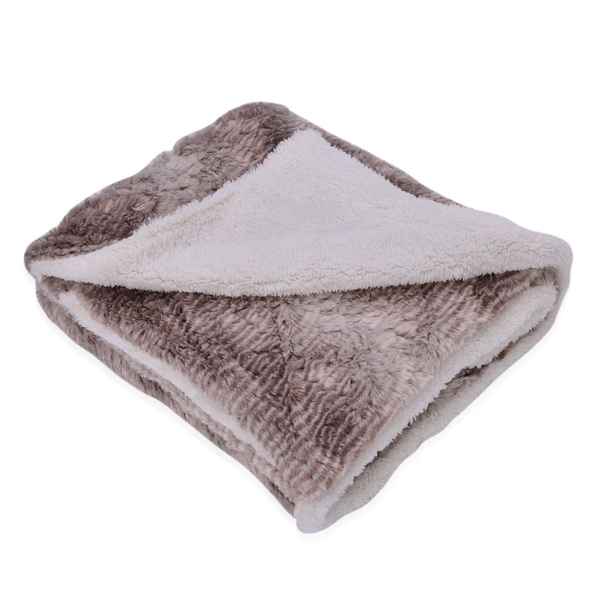 Superfine Microfibre Luxury Faux Fur reversible Sherpa Blanket (Size 200x150 Cm) Grey Owl