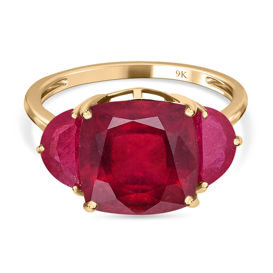 9K Yellow Gold African Ruby Ring 8.28 Ct.
