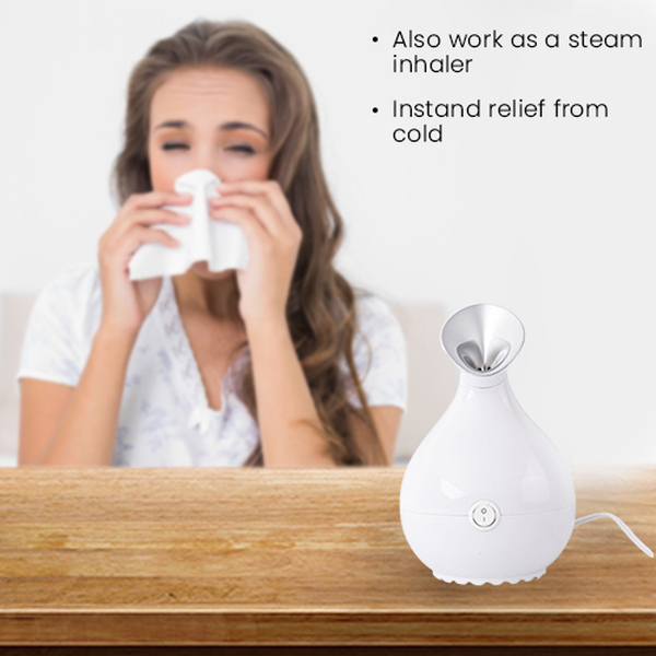 Facial Steamer with One-Click Start/Stop in White