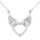 White Austrian Crystal Heart Wings Necklace (Size 20)