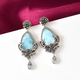 Sajen Silver CULTURAL FLAIR Collection - Larimar and Aqua Floral Drop Enamelled Earrings (with Push 
