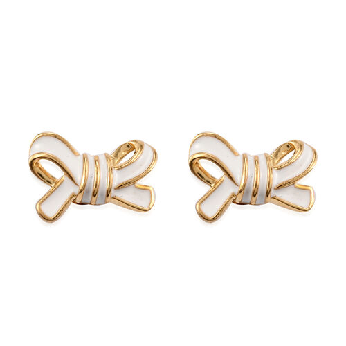 Bow Enamelled Stud Earrings in 14K Gold Plated Sterling Silver